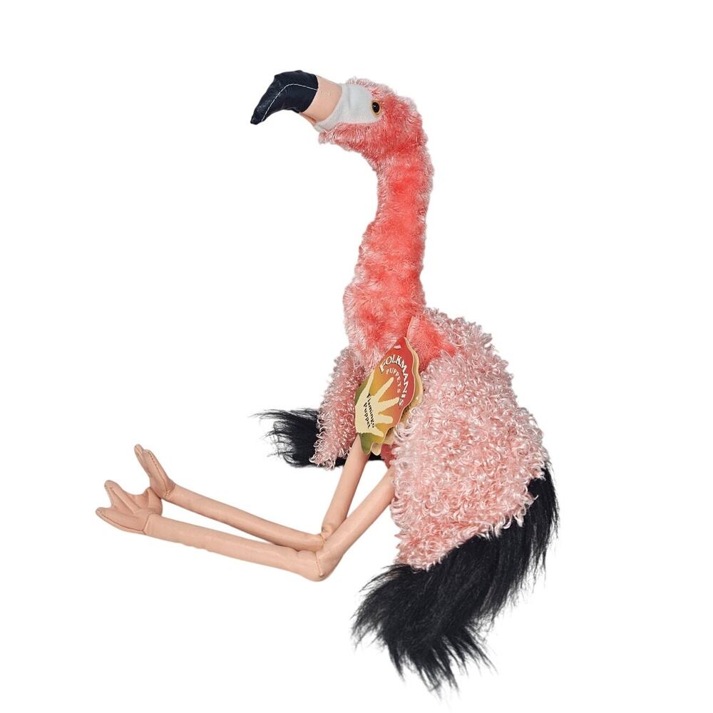 With Tags Folkmanis Flamingo Puppet 25" Large Plush Stuffed Animal Pink